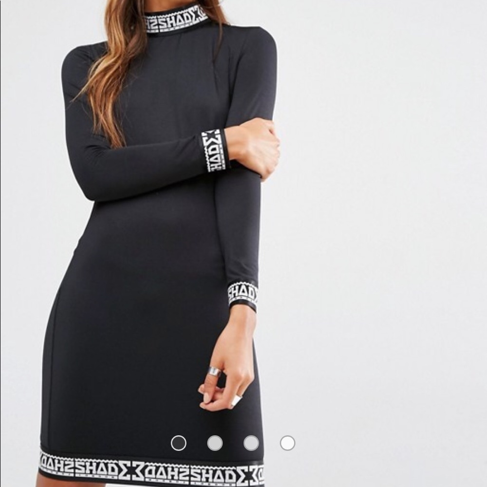 Shade London High Neck Dress, Tape Detail Cuffs